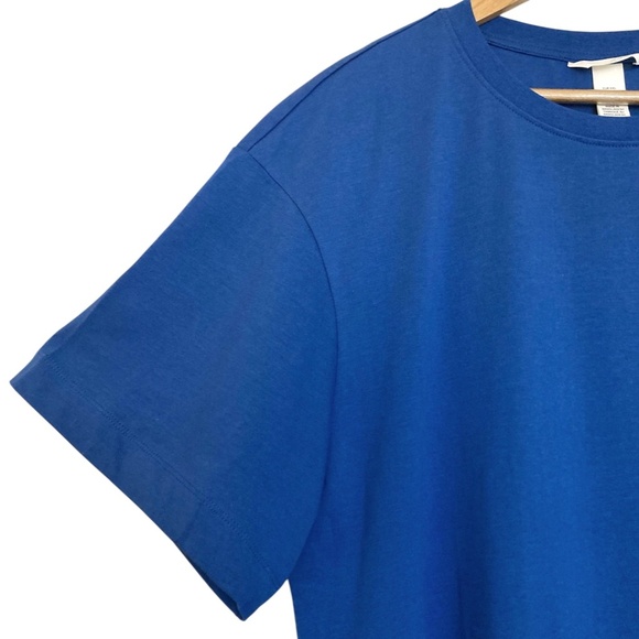 H&M Defined Waist T-Shirt Dress Blue NEW Cotton Crewneck Pullover Short Sleeve - Picture 7 of 9